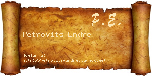 Petrovits Endre névjegykártya